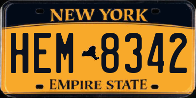 NY license plate HEM8342