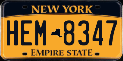 NY license plate HEM8347