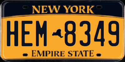 NY license plate HEM8349