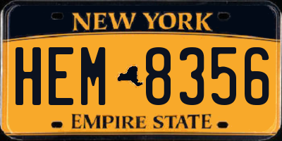 NY license plate HEM8356