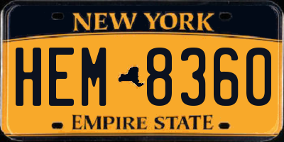 NY license plate HEM8360