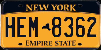 NY license plate HEM8362