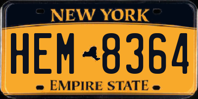 NY license plate HEM8364
