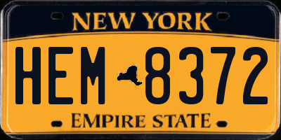 NY license plate HEM8372