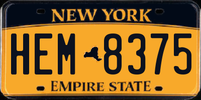 NY license plate HEM8375