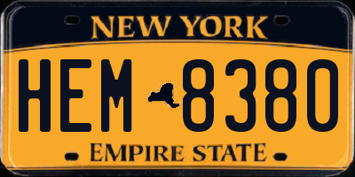 NY license plate HEM8380