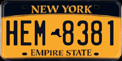NY license plate HEM8381