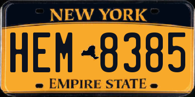 NY license plate HEM8385