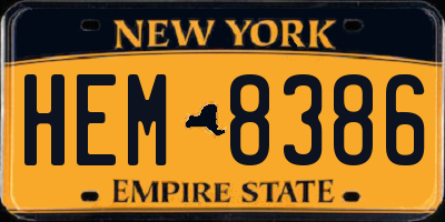 NY license plate HEM8386