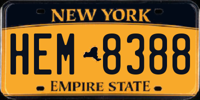NY license plate HEM8388