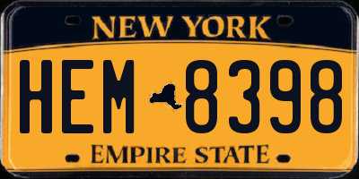 NY license plate HEM8398