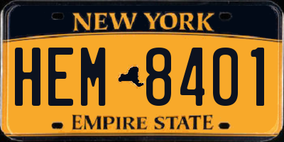 NY license plate HEM8401