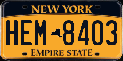 NY license plate HEM8403
