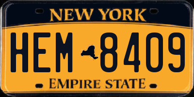 NY license plate HEM8409