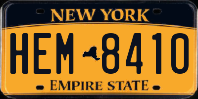 NY license plate HEM8410