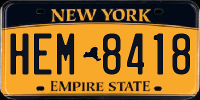 NY license plate HEM8418