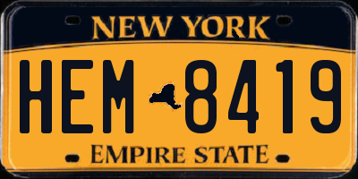 NY license plate HEM8419
