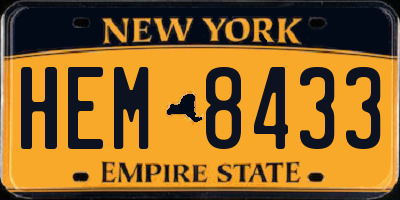 NY license plate HEM8433