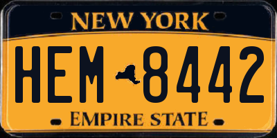 NY license plate HEM8442