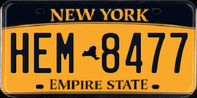 NY license plate HEM8477