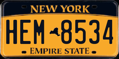 NY license plate HEM8534