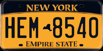 NY license plate HEM8540