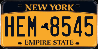 NY license plate HEM8545