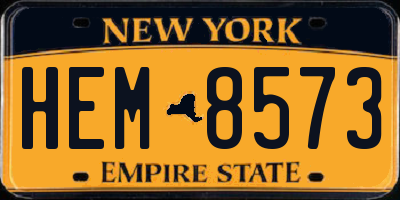 NY license plate HEM8573