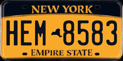 NY license plate HEM8583