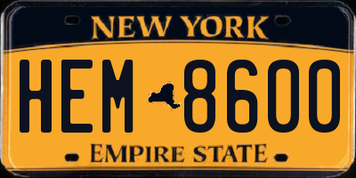 NY license plate HEM8600