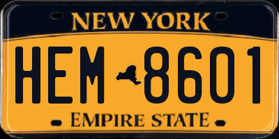 NY license plate HEM8601