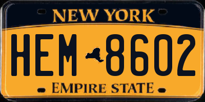 NY license plate HEM8602