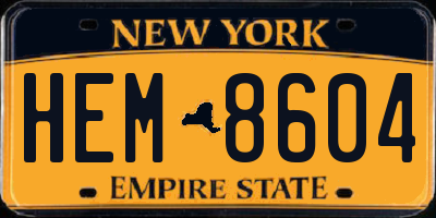 NY license plate HEM8604