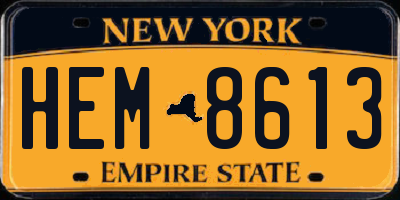 NY license plate HEM8613