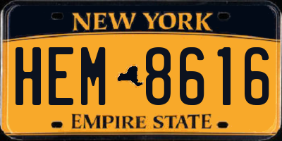NY license plate HEM8616