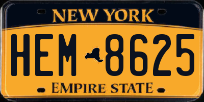 NY license plate HEM8625