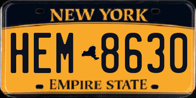 NY license plate HEM8630