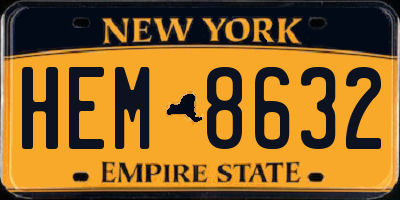 NY license plate HEM8632