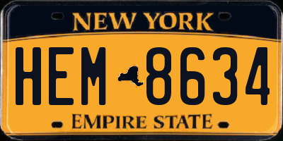 NY license plate HEM8634