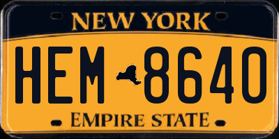 NY license plate HEM8640