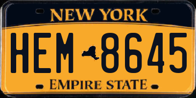 NY license plate HEM8645