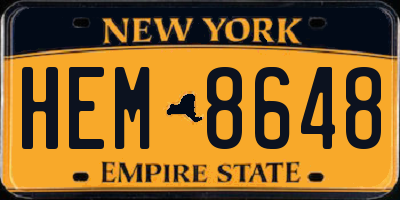 NY license plate HEM8648