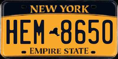 NY license plate HEM8650
