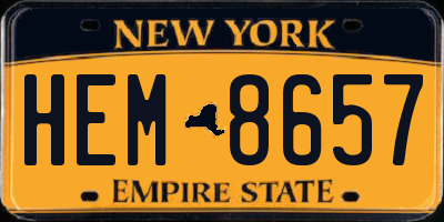 NY license plate HEM8657