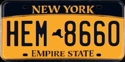 NY license plate HEM8660