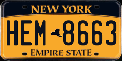 NY license plate HEM8663