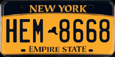 NY license plate HEM8668