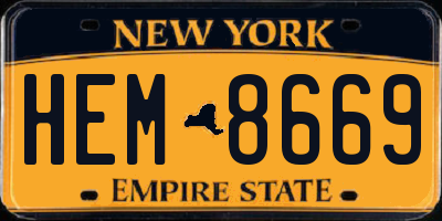 NY license plate HEM8669