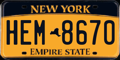 NY license plate HEM8670