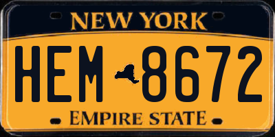 NY license plate HEM8672